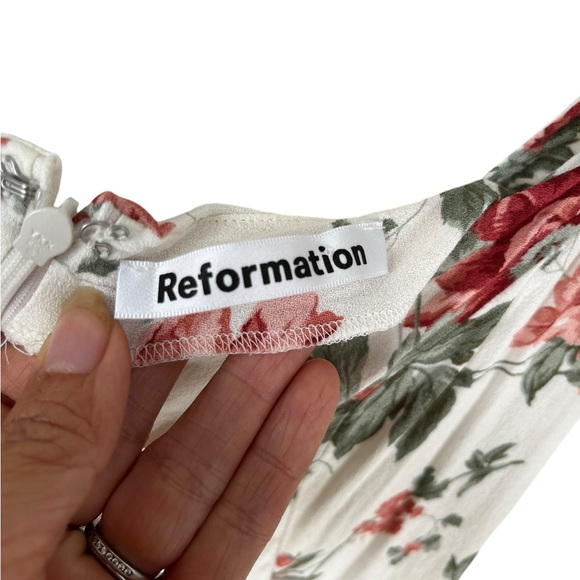 Reformation Fairfax Print Sundress, Mini Dress Size 8 Floral White Red Green - Picture 3 of 13